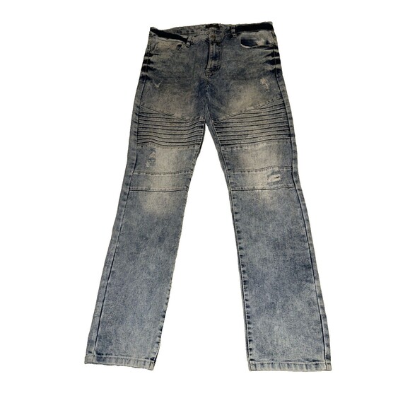 Southpole Jeans Men's Size 38/32 Blue Y2K Acid Wash Stretch Distressed Whiskered - Picture 1 of 12